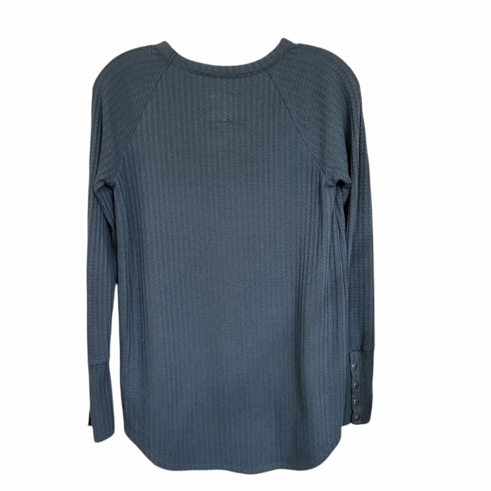 Chaser waffle knit teal long sleeve thermal top - Picture 2 of 7